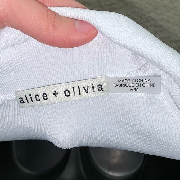 Alice & Olivia Arletta Asymmetric Cropped Sweater In White - Picture 12 of 14